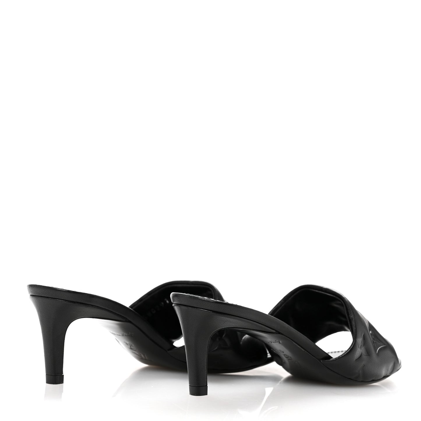 Lambskin Embossed Monogram Revival Mid Heel Mules 36 Black