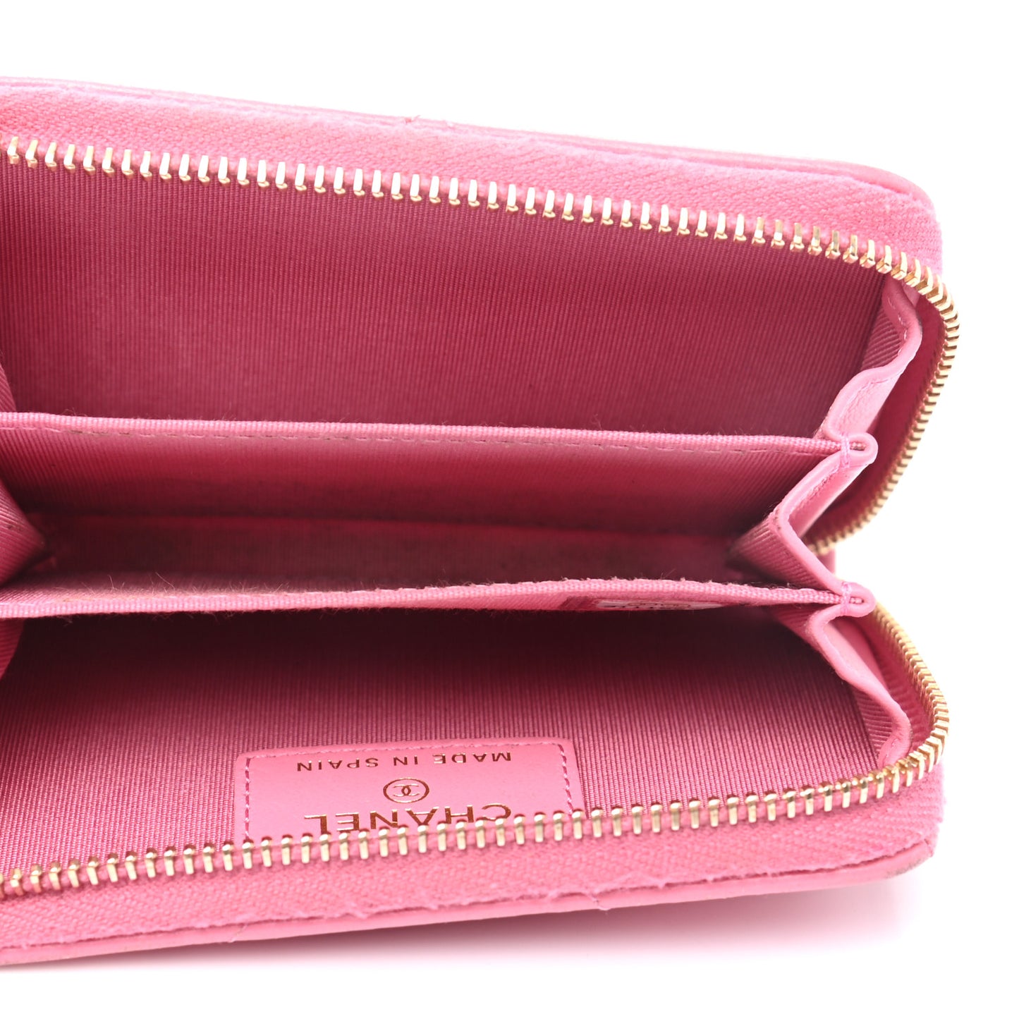Lambskin Quilted Chanel 19 Zip Around Coin Purse Wallet Pink
