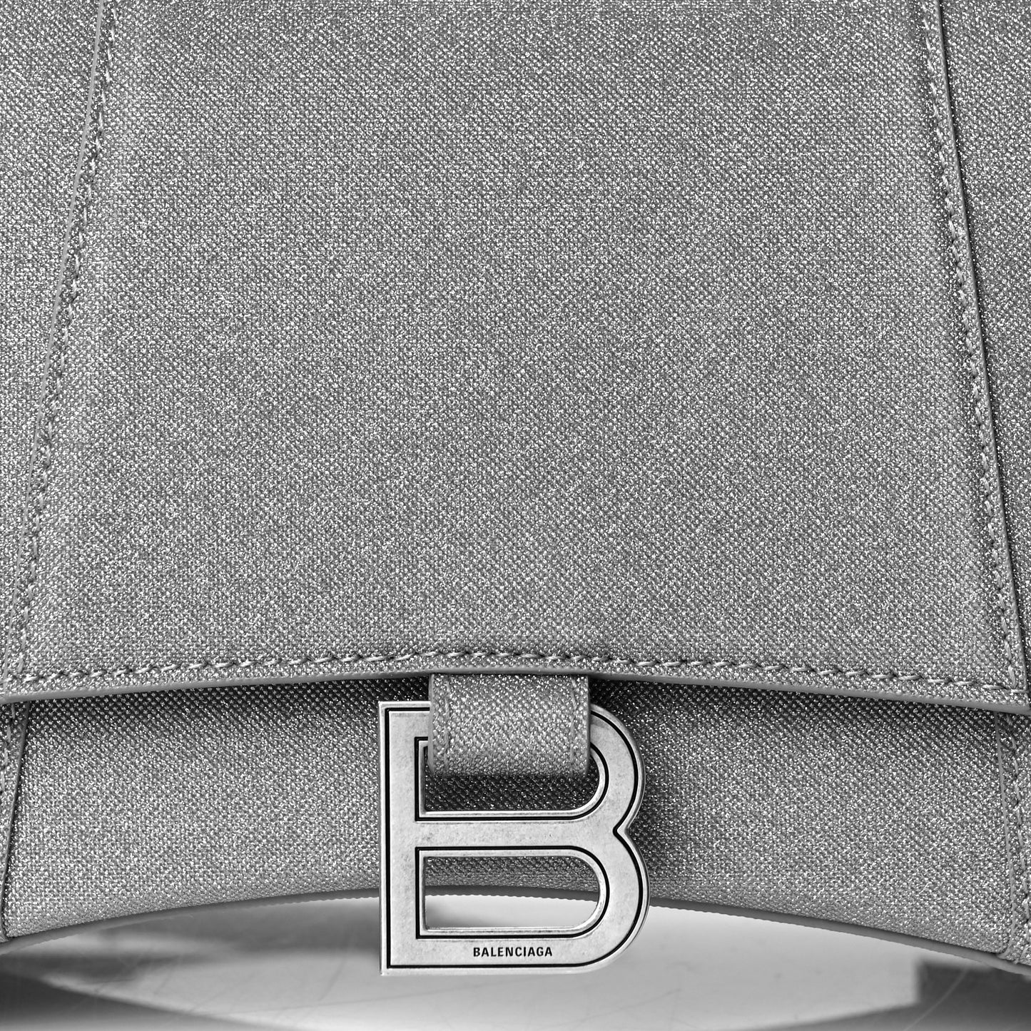 Glitter Fabric Small Hourglass Top Handle Bag Grey