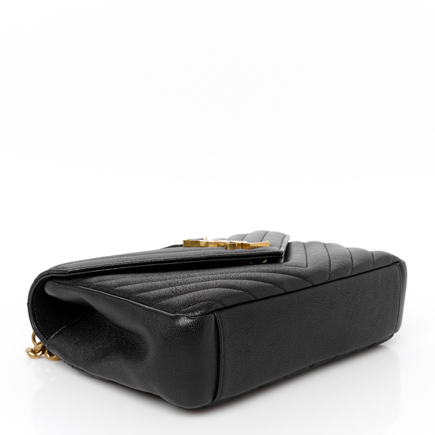 Saint Laurent Sheepskin Matelasse Chevron Monogram Medium College Bag Black 4 of 11
