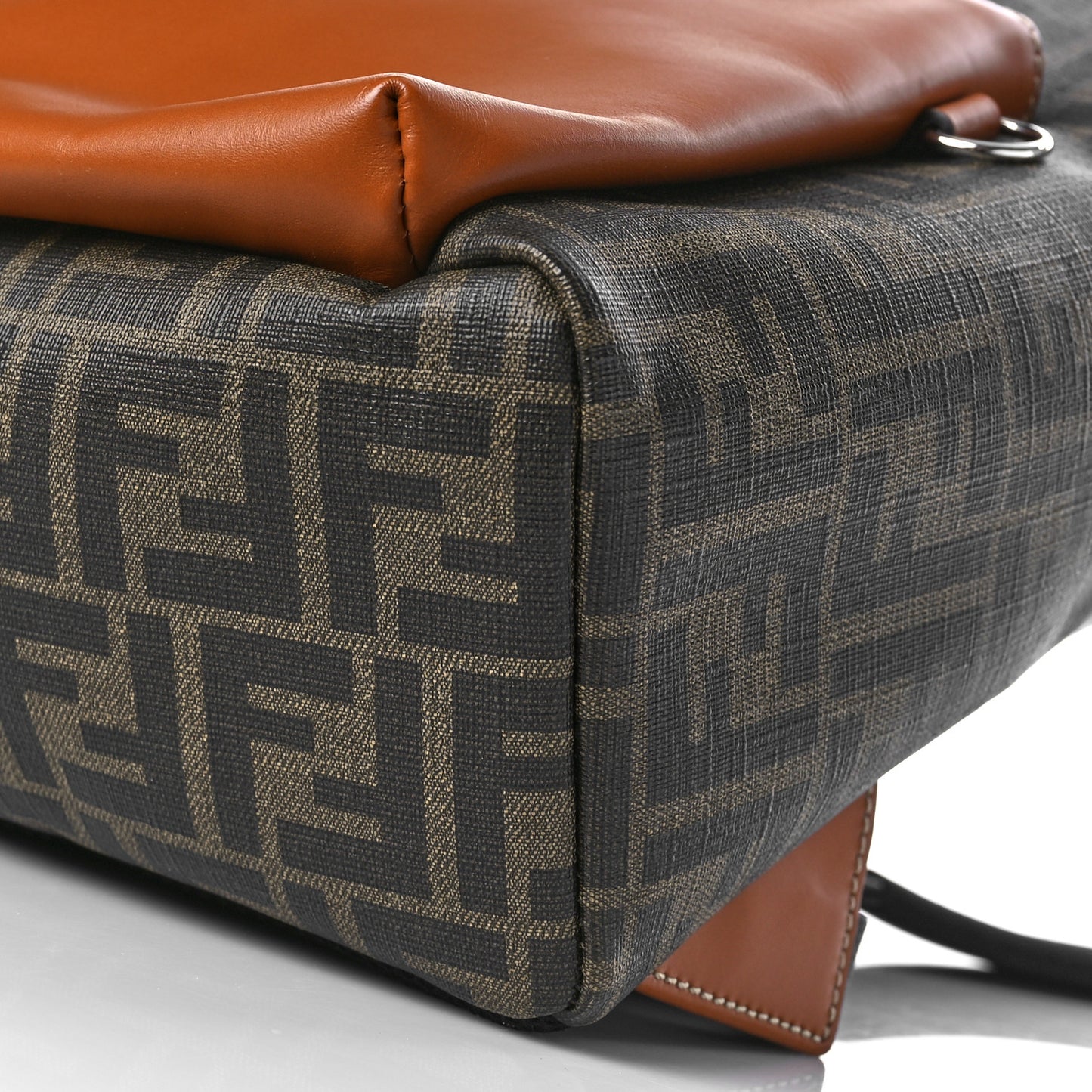 Glazed Fabric Vitello King FF 1974 Diagonal Pouch Pocket Backpack Tobacco Moro Cuoio