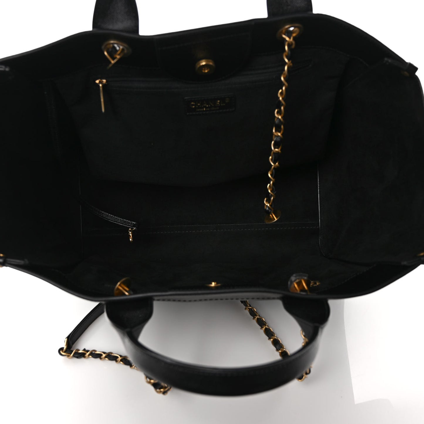 Caviar Medium Studded Deauville Tote Black