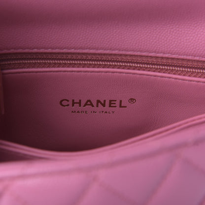 Chanel Caviar Lizard Embossed Quilted Mini Coco Handle Flap Pink 8 of 9