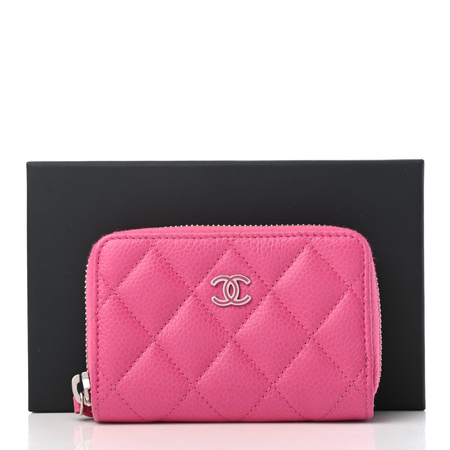Chanel Caviar Quilted Zip Coin Purse Pink 8 of 10