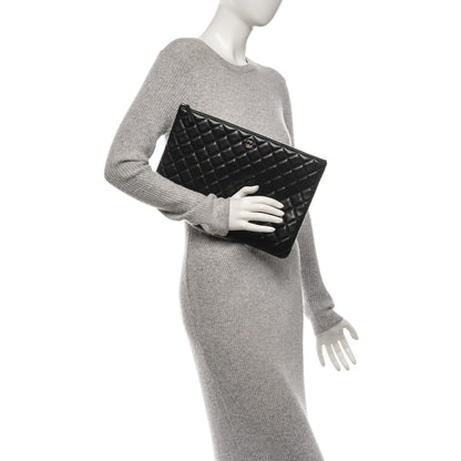 Chanel Lambskin Quilted Large Cosmetic Case Black 2 of 7