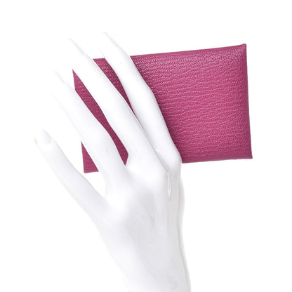Hermes Chevre Mysore Calvi Card Case Rose Pourpre 2 of 8