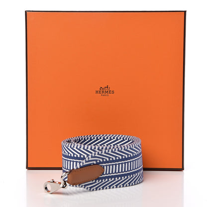 Hermes Toile Swift 50mm Sangle Cavale Shoulder Strap Ecru Bleu Brighton Gold 5 of 5