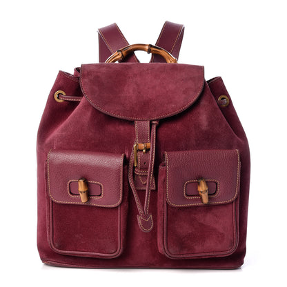 Gucci Suede Bamboo Backpack Purple 1 of 14