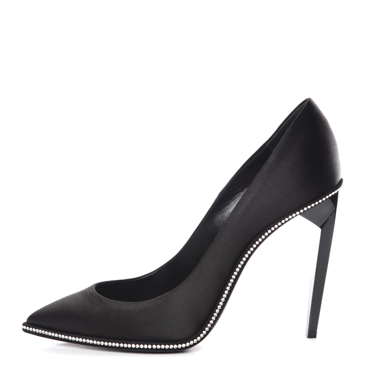 Saint Laurent Satin Crystal Embellished Freja 105 Pumps 38.5 Black 1 of 10