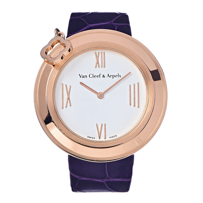 Van Cleef & Arpels 18K Rose Gold Alligator 38mm Charms Quartz Watch 1 of 11