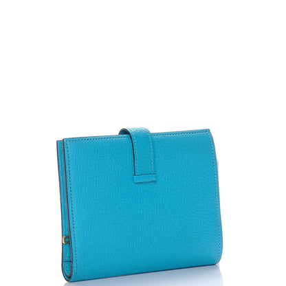 Hermes Chevre Mysore Bearn Compact Wallet Bleu Azteque 3 of 8