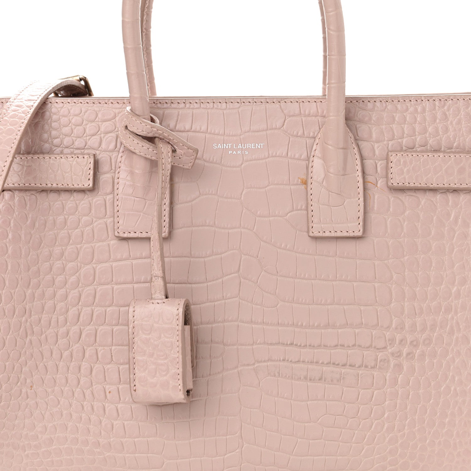 Saint Laurent Calfskin Crocodile Embossed Baby Sac De Jour Rose Antic 10 of 18