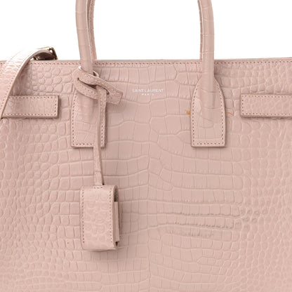 Saint Laurent Calfskin Crocodile Embossed Baby Sac De Jour Rose Antic 10 of 18