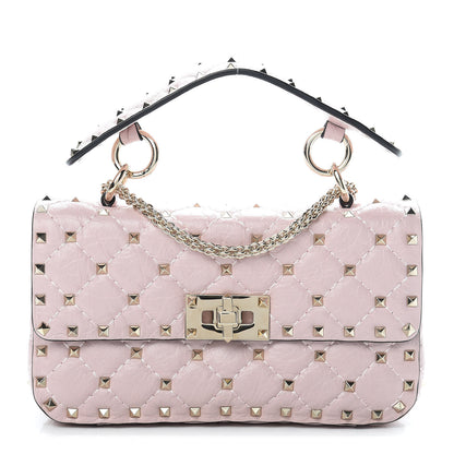 Valentino Garavani Craquele Nappa Small Rockstud Spike Shoulder Bag Water Rose 1 of 11