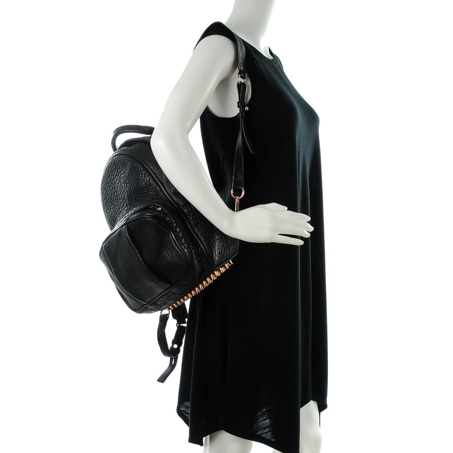 Pebbled Lambskin Dumbo Backpack Black Rose Gold Hardware