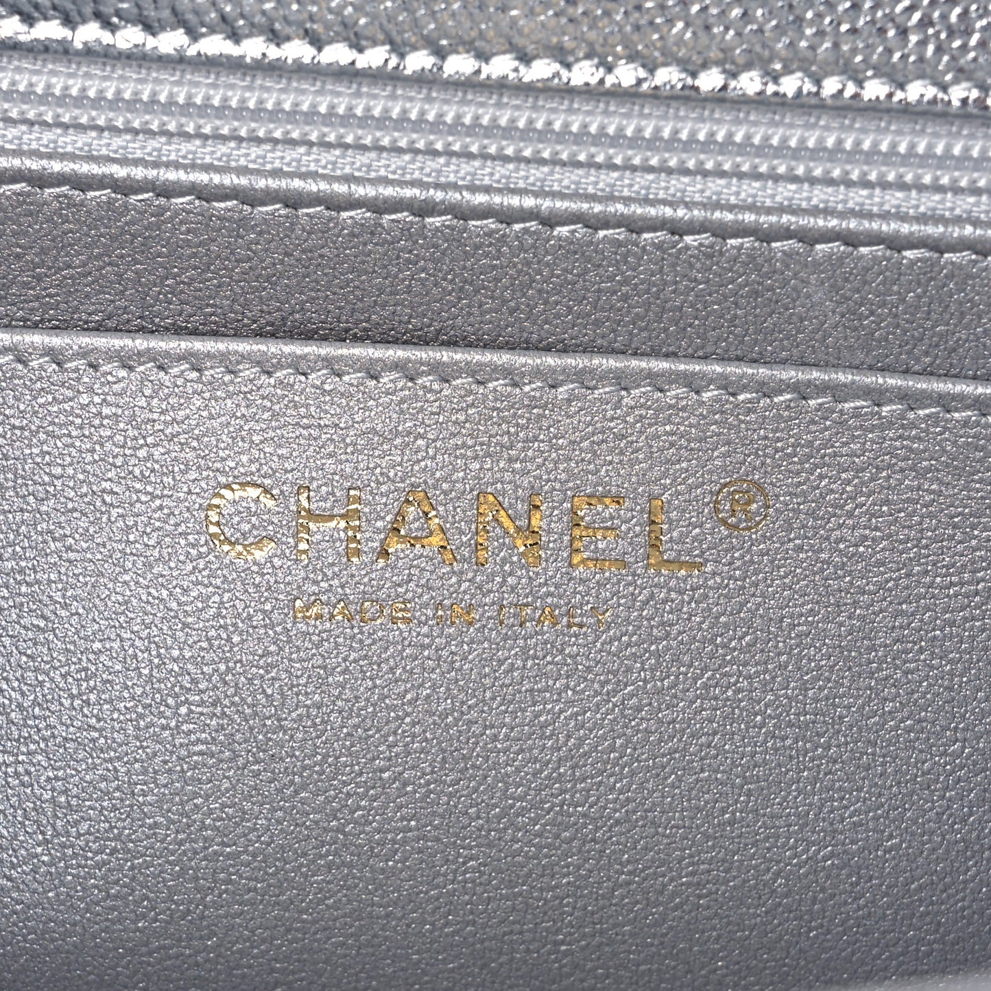 Metallic Caviar Quilted Top Handle East West Flap Silver