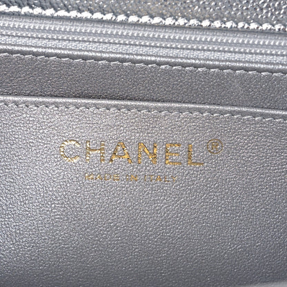Chanel Metallic Caviar Quilted Top Handle East West Flap Silver 7 of 12