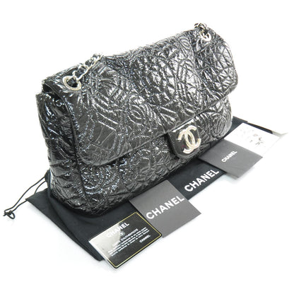 Chanel Vinyl Graphic Edge Flap Bag Black 3 of 11