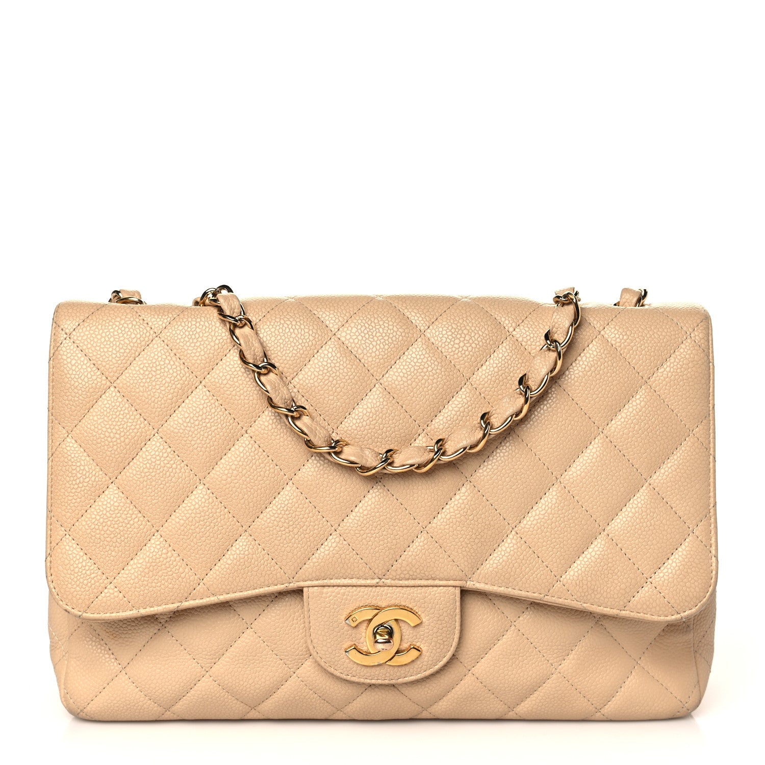 Chanel Caviar Quilted Jumbo Single Flap Beige Clair 1 of 14