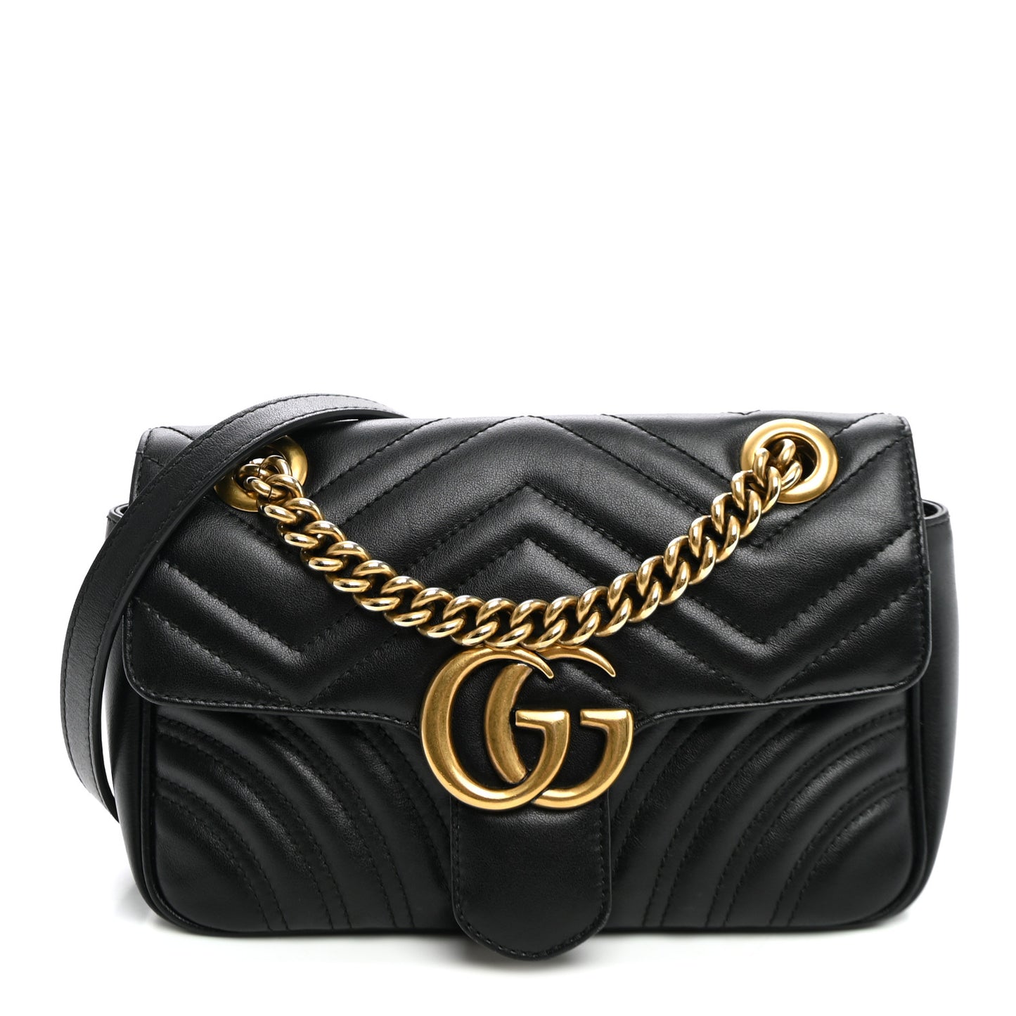 Calfskin Matelasse Mini GG Marmont Shoulder Bag Black