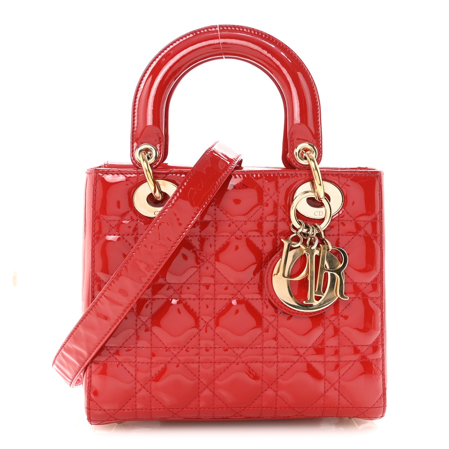 Christian Dior Patent Cannage Small Lady Dior Red 1 of 10