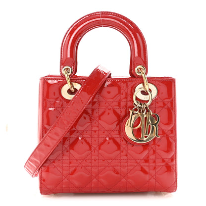Christian Dior Patent Cannage Small Lady Dior Red 1 of 10