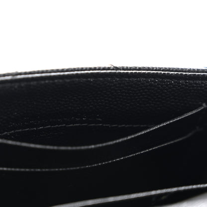 Saint Laurent Grain De Poudre Matelasse Chevron Small Monogram Envelope Wallet Black 7 of 8