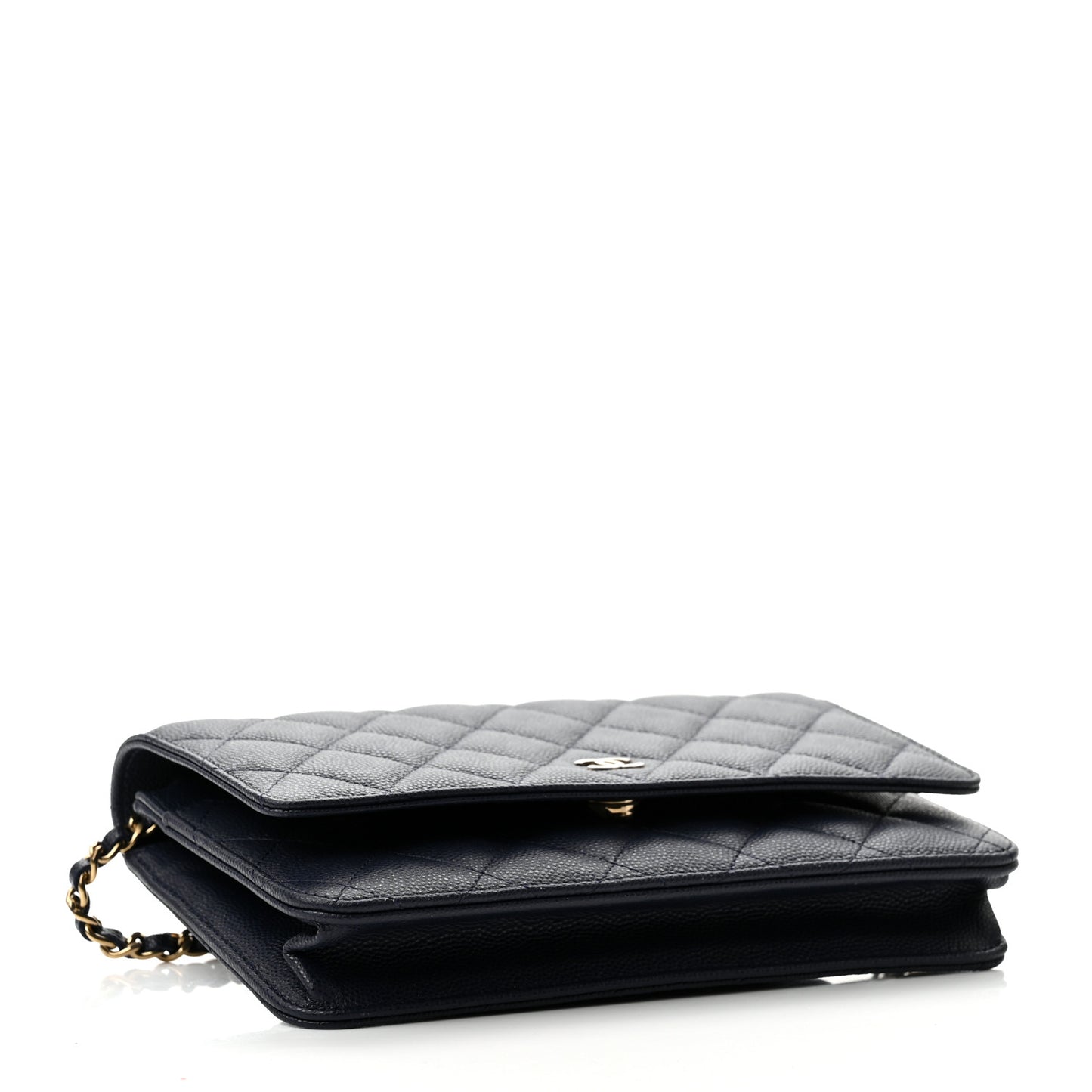 Caviar Quilted Wallet On Chain WOC Navy Blue