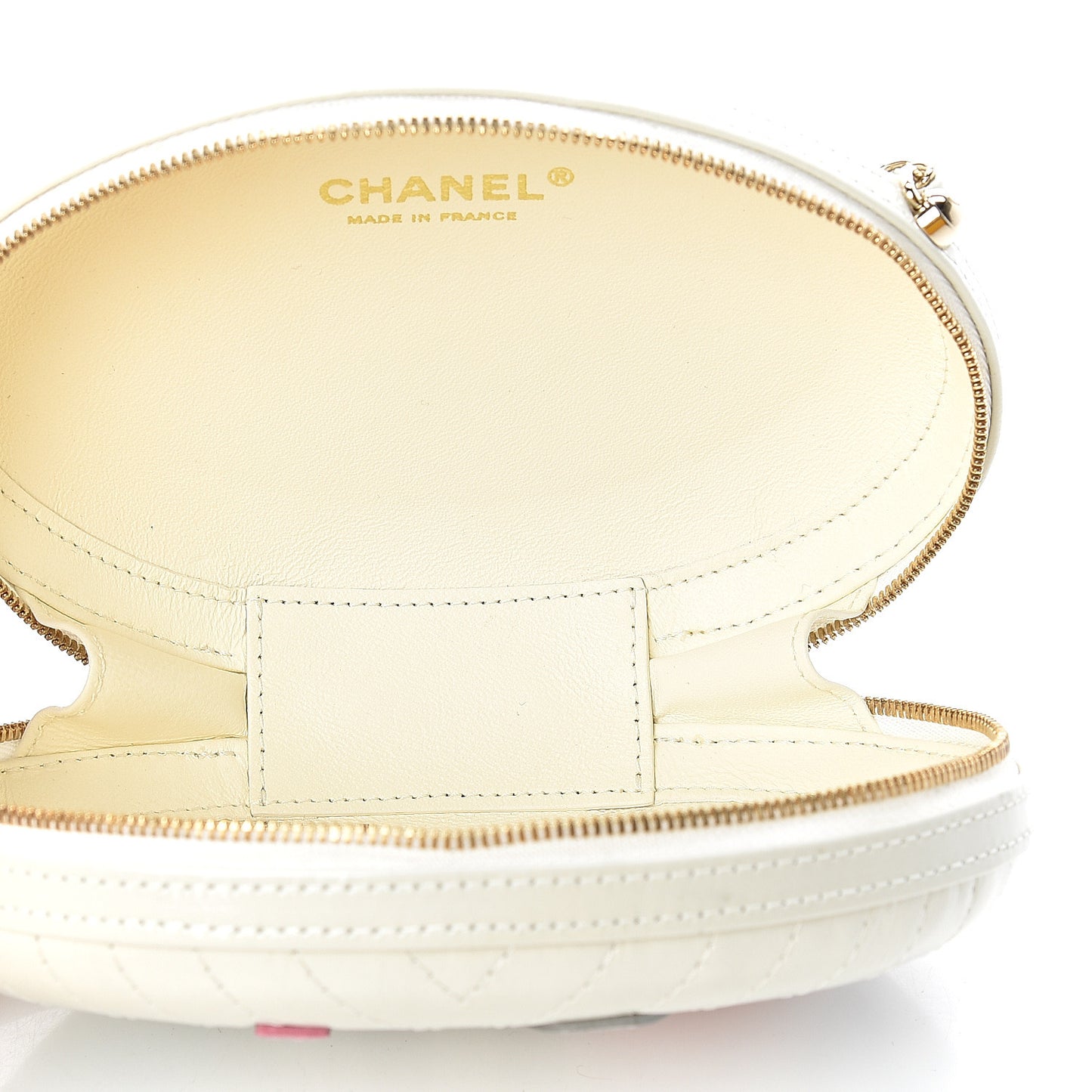 Embroidered Lambskin Chevron Quilted La Pausa Evening Bag White