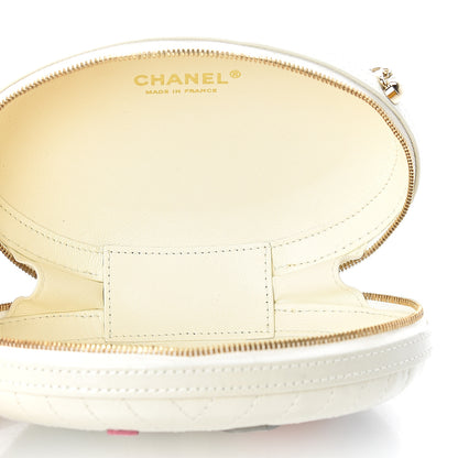 Chanel Embroidered Lambskin Chevron Quilted La Pausa Evening Bag White 5 of 10