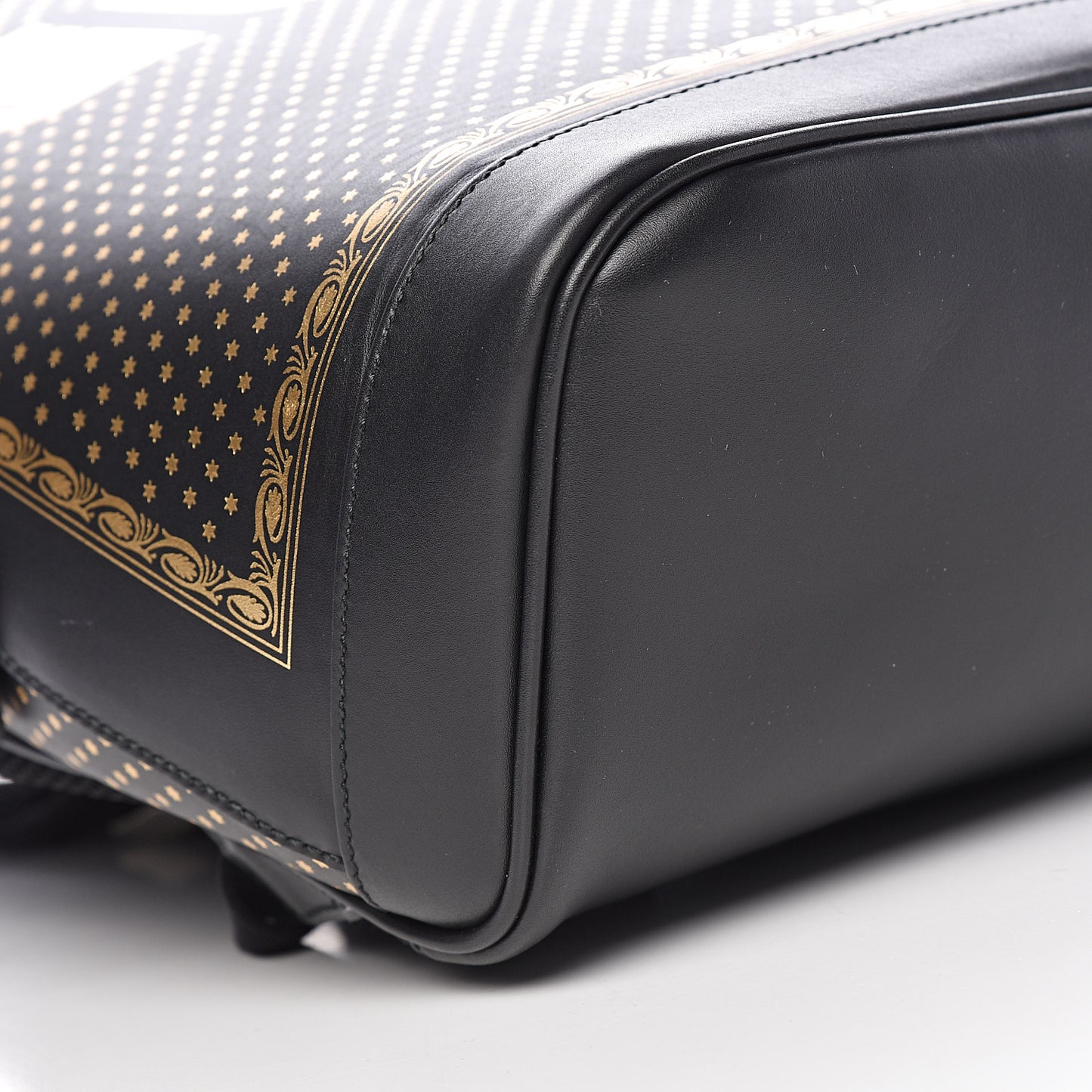 X SEGA Calfskin GUCCY Stars Dome Backpack Black Gold