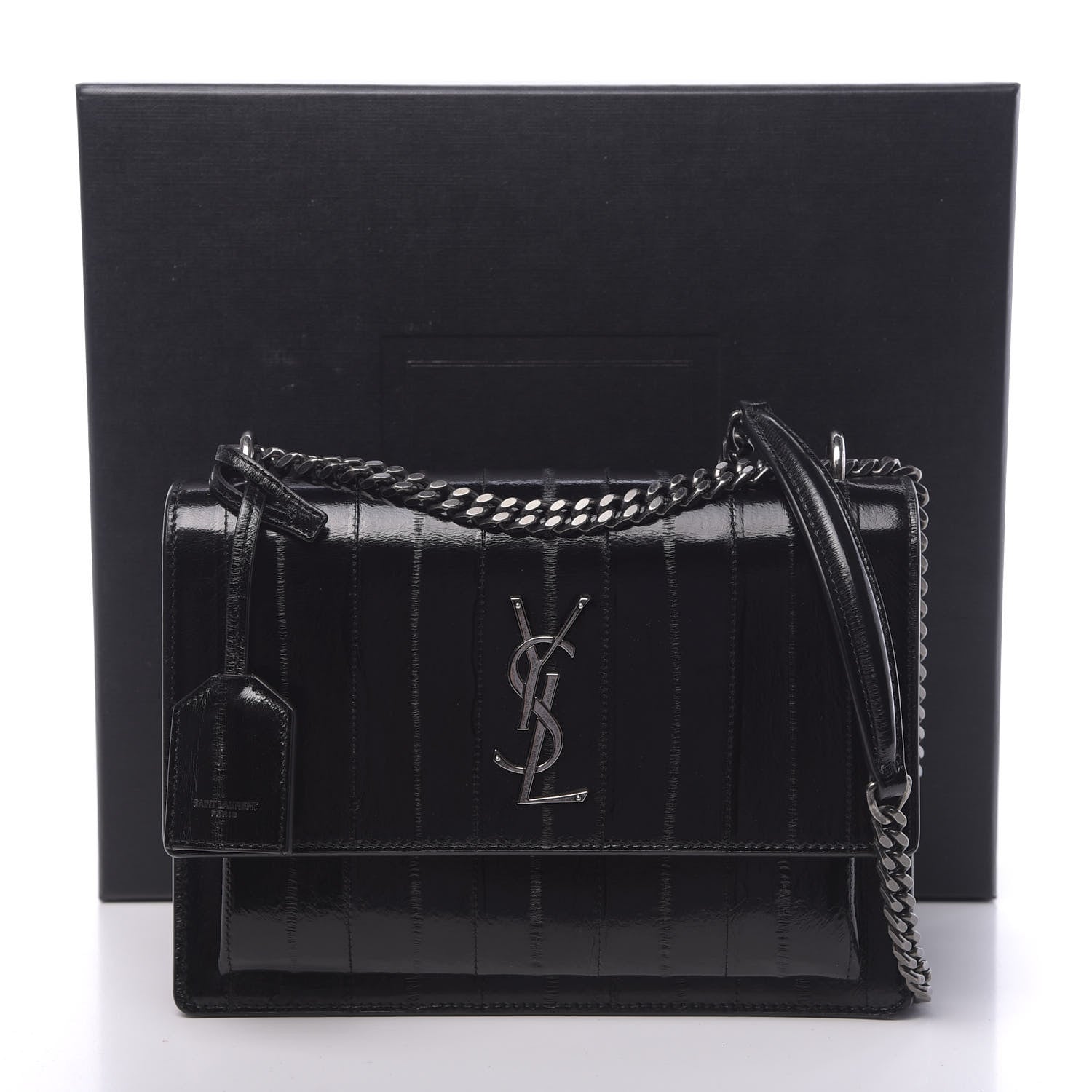 Saint Laurent Glossy Eelskin Medium Monogram Sunset Black 10 of 10