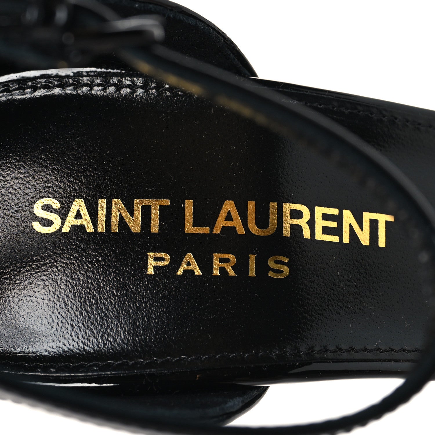 Saint Laurent Patent Calfskin Opyum 110 Sandals 36 Black Gold 9 of 10