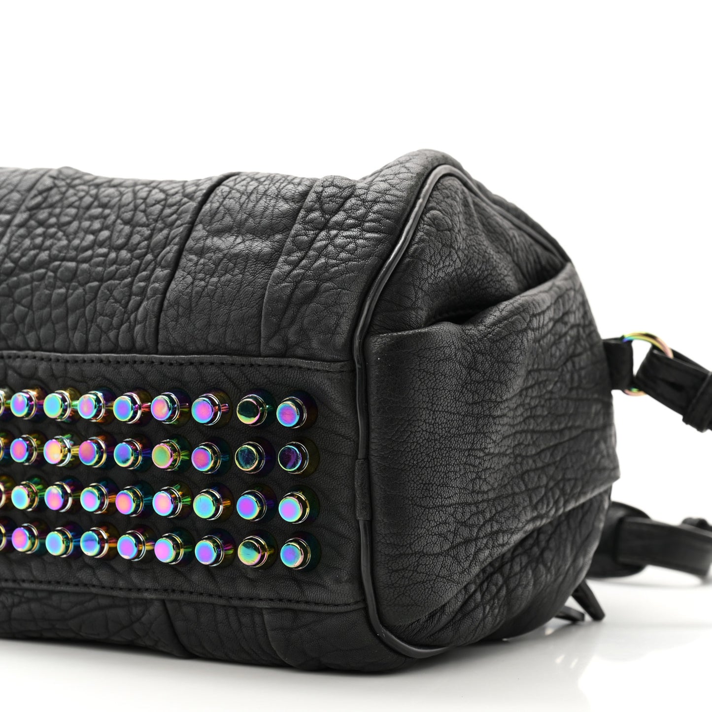 Pebbled Lambskin Rocco Matte Black Iridescent Hardware