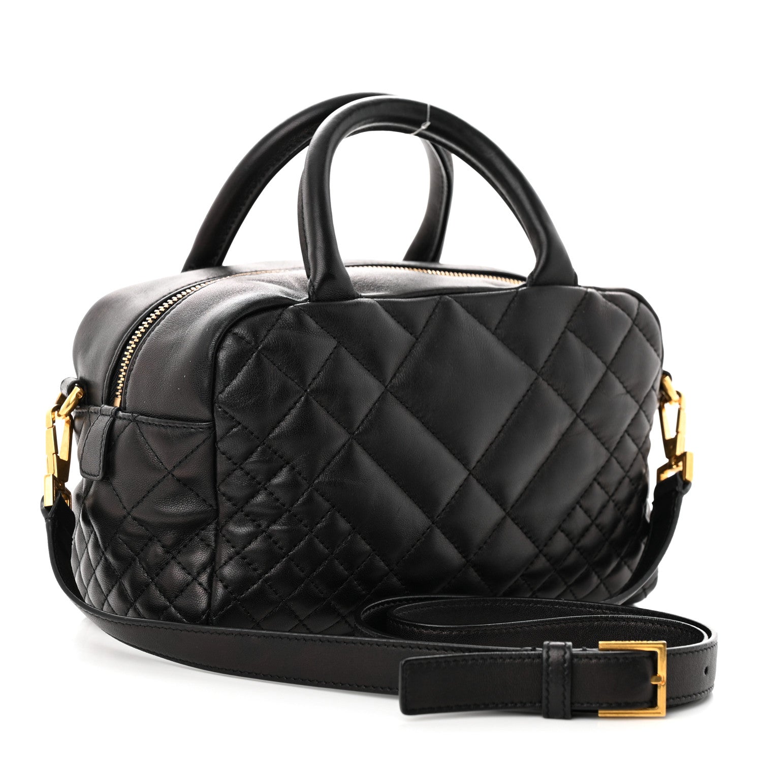 Versace Nappa Quilted Icon Bowler Bag Black 3 of 12