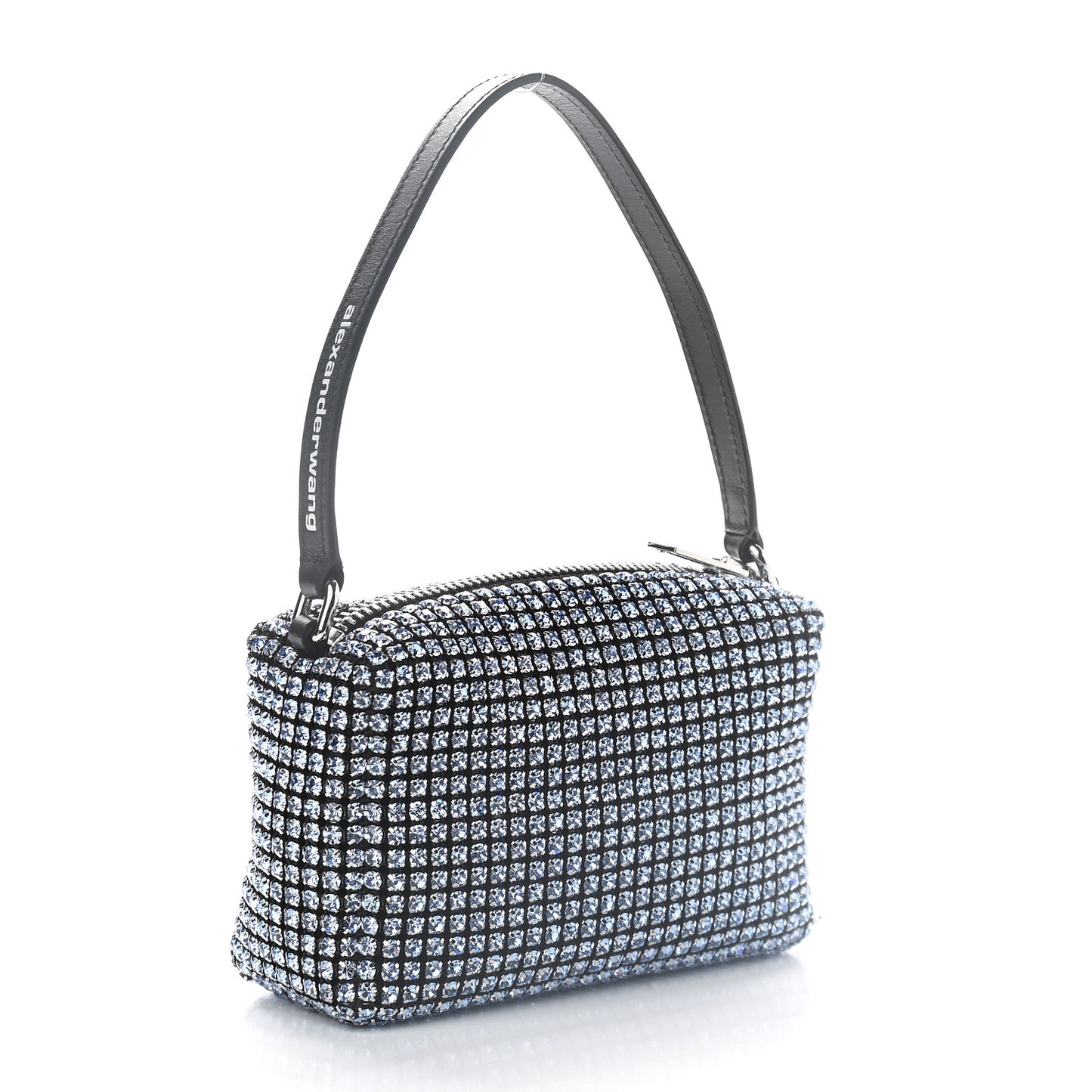 Mesh Crystal Rhinestone Mini Heiress Pouch Blue Silver