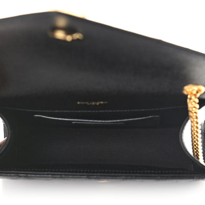 Saint Laurent Grain De Poudre Textured Mixed Matelasse Triquilt Small Monogram Satchel Black 5 of 9