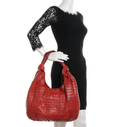 Nancy Gonzalez Crocodile Medium Knotted Handle Hobo Red 2 of 6