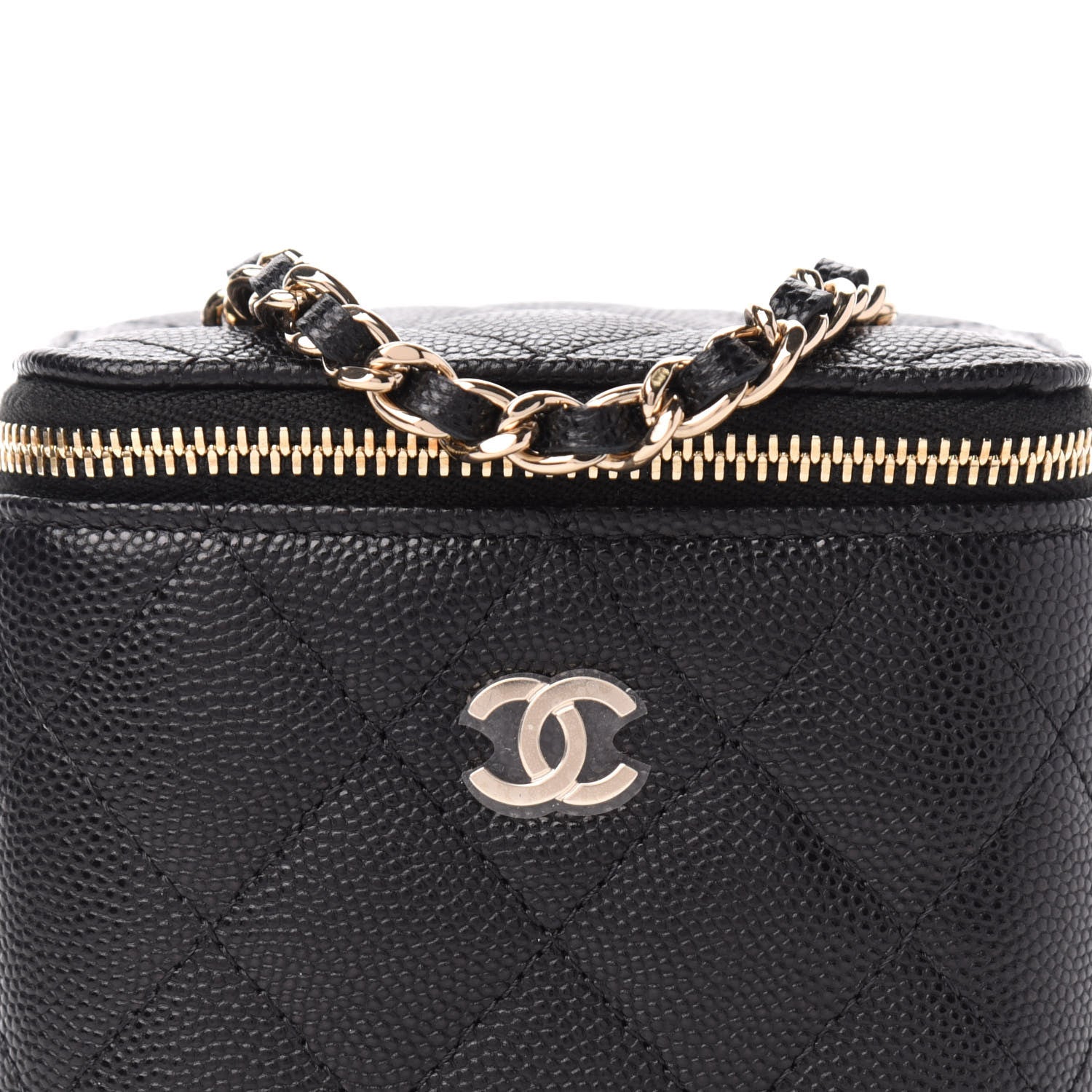 Chanel Caviar Quilted Mini Vanity Case With Chain Black 10 of 11
