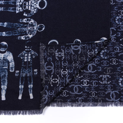 Chanel Cashmere Astronaut CC Shawl Navy 4 of 7