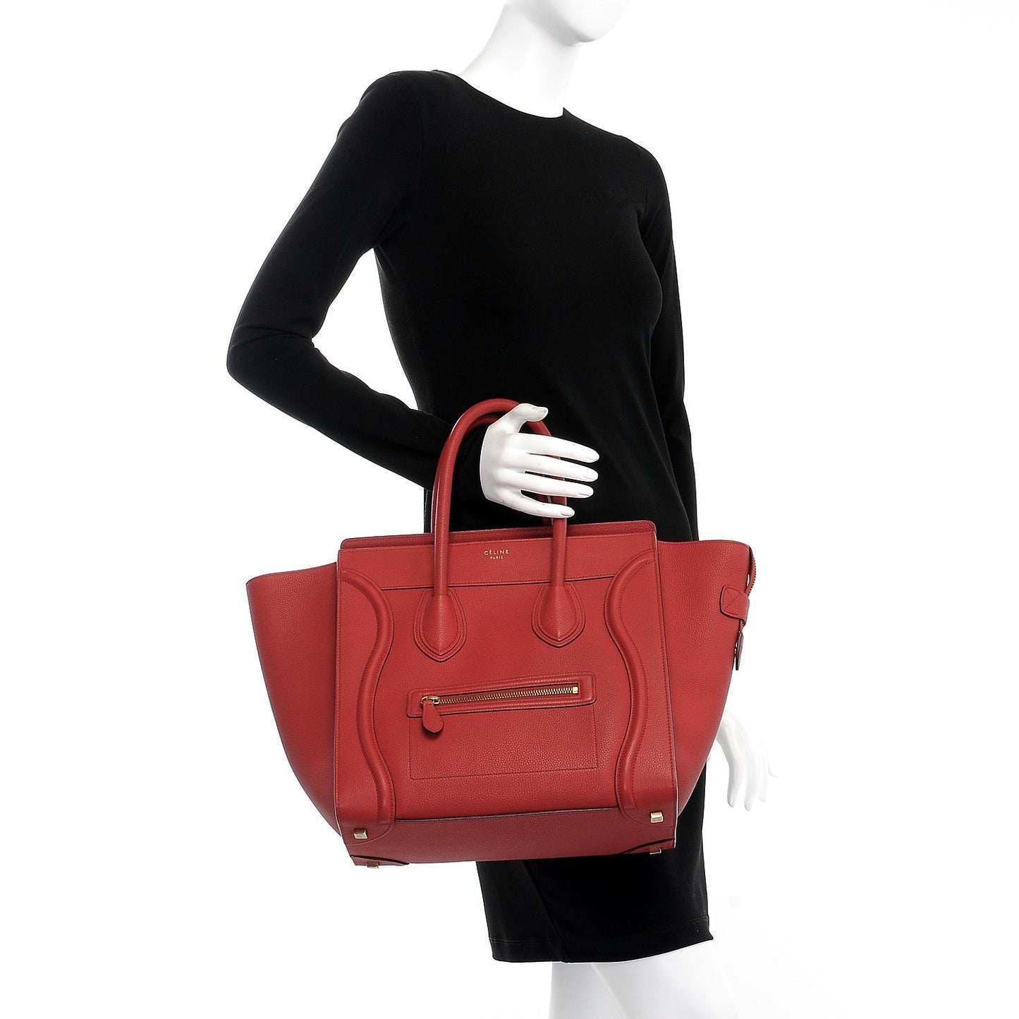Baby Drummed Calfskin Mini Luggage Red