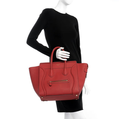Celine Baby Drummed Calfskin Mini Luggage Red 3 of 14