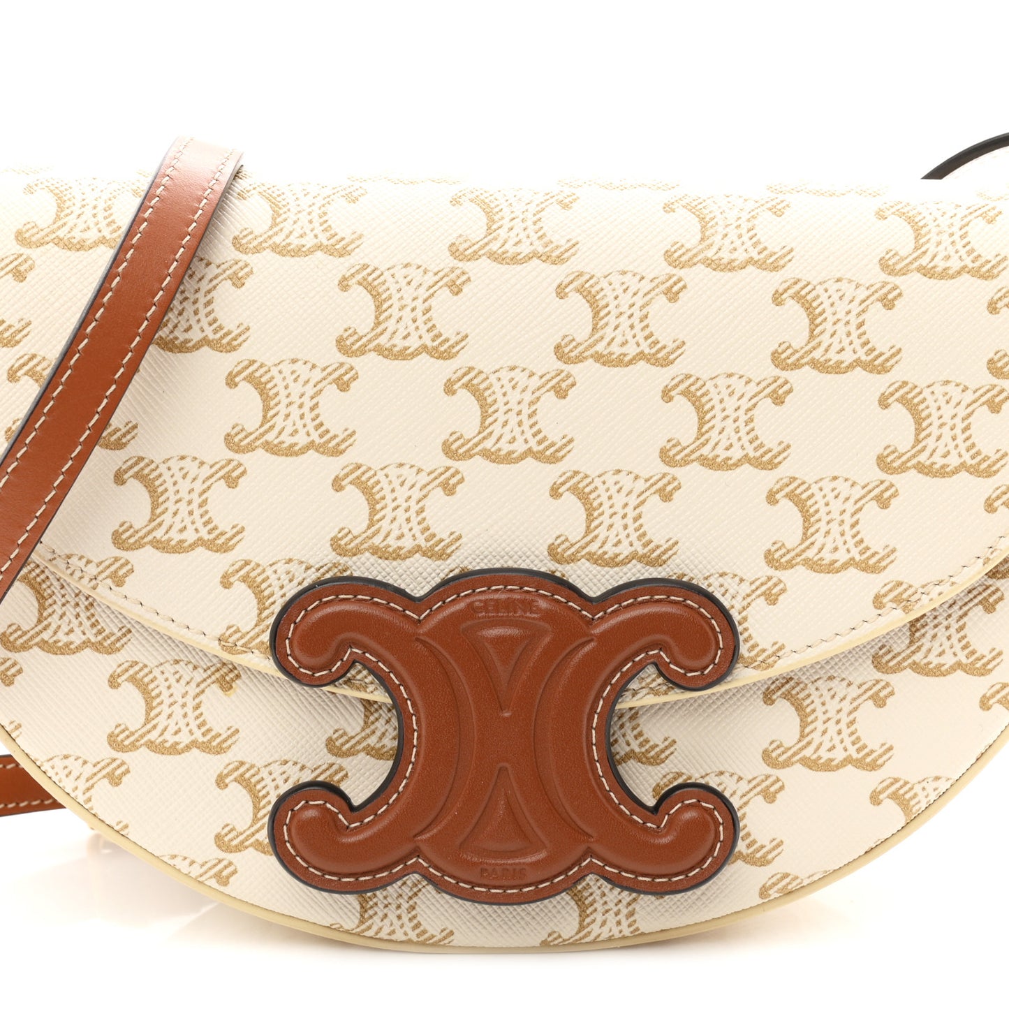 Calfskin Triomphe Canvas Besace White