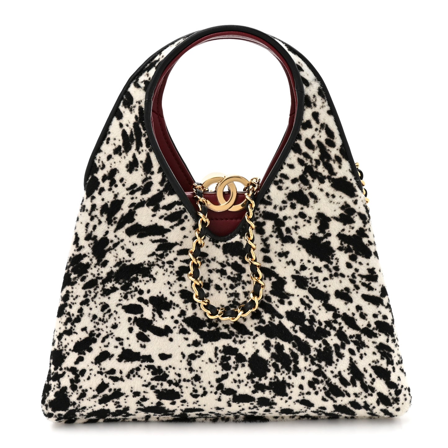 Pony Hair Printed Chic Lady Small Shopping Tote Black White