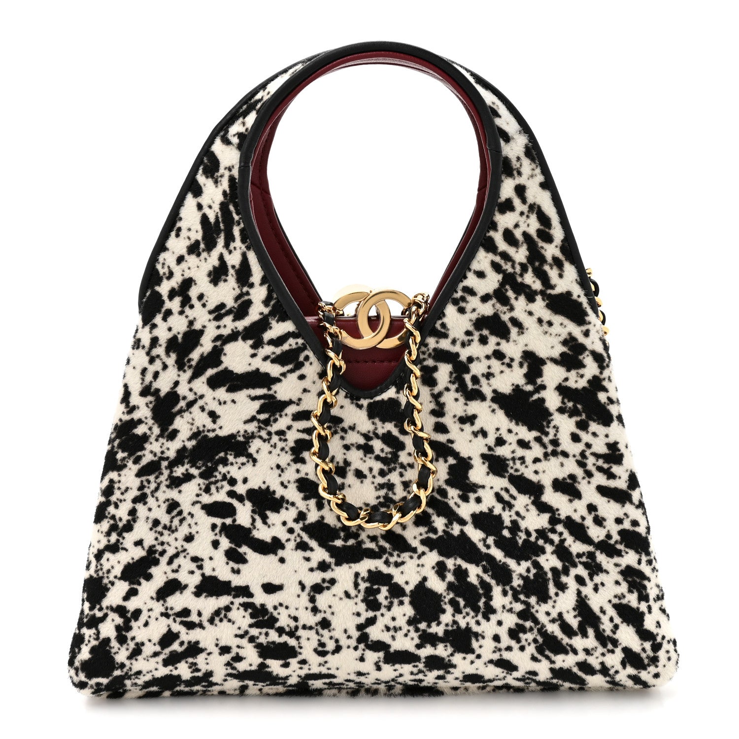 Chanel Pony Hair Printed Chic Lady Small Shopping Tote Black White 1 of 9