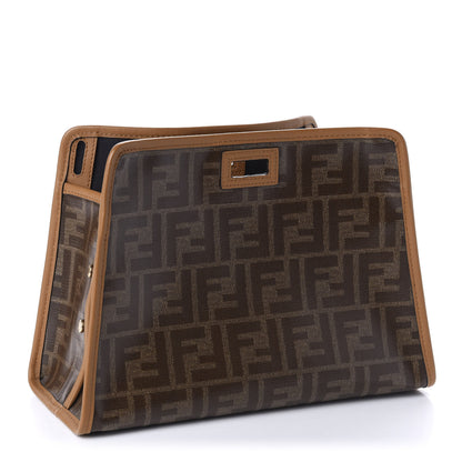 Fendi Glazed Fabric Vitello Century FF 1974 Stamp Patch Mini Peekaboo Defender Cover Mogano Panna Caramello 3 of 12