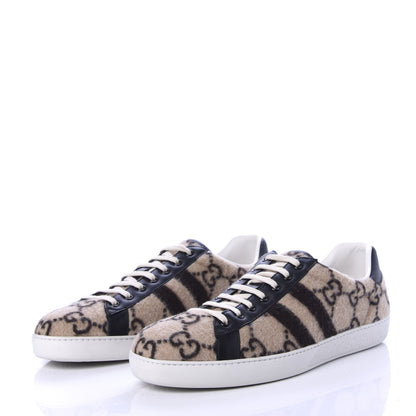 Gucci Covered Wool Big GG Monogram Mens Sneakers 11 Beige Black 3 of 10
