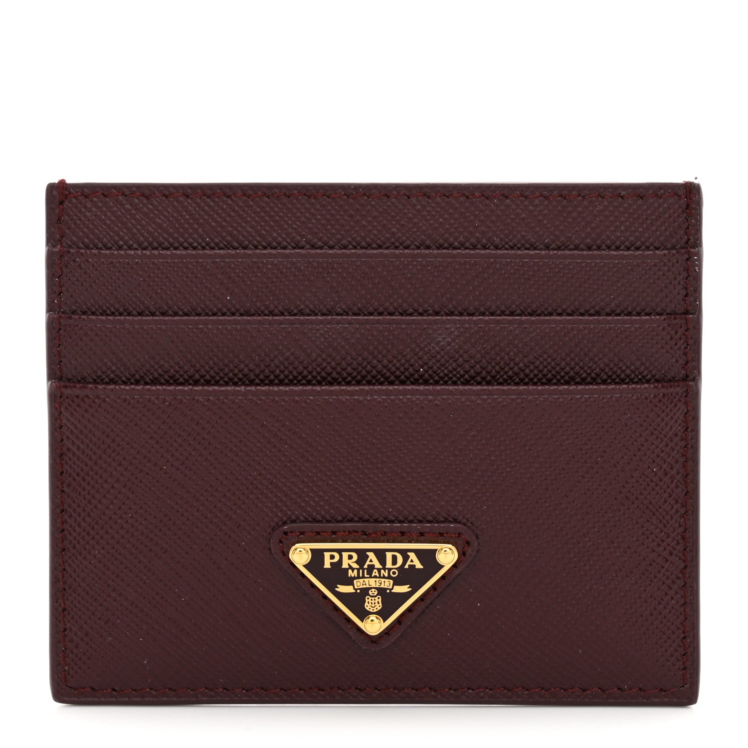 Prada Saffiano Triangle Card Case Bordeaux 1 of 6