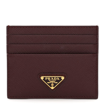 Prada Saffiano Triangle Card Case Bordeaux 1 of 6