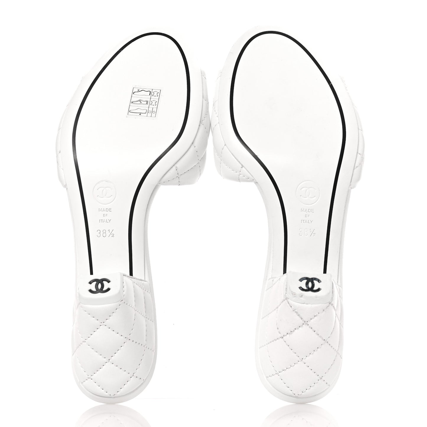 Lambskin Quilted Textured CC Mules 38.5 White